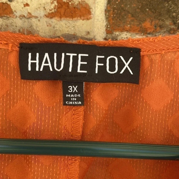 Haute Fox Rust Diamond Shape Ruffled Lace Blouse - Picture 2 of 10